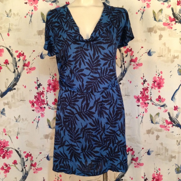 Banana Republic Blue Cowl Neck Dress Size S - Picture 2 of 8